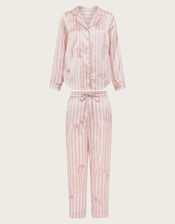 Molly Embroidered Stripe Pyjama Set, Pink (PINK), large