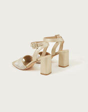 Metallic Strap Block Heels, Gold (GOLD), large