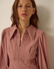 Skye Stretch Corduroy Midi Shirt Dress, Pink (PINK), large