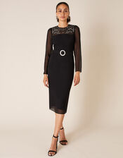Donatella Embellished Shift Dress, Black (BLACK), large