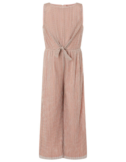 Rose Gold Shimmer Pleated Jumpsuit