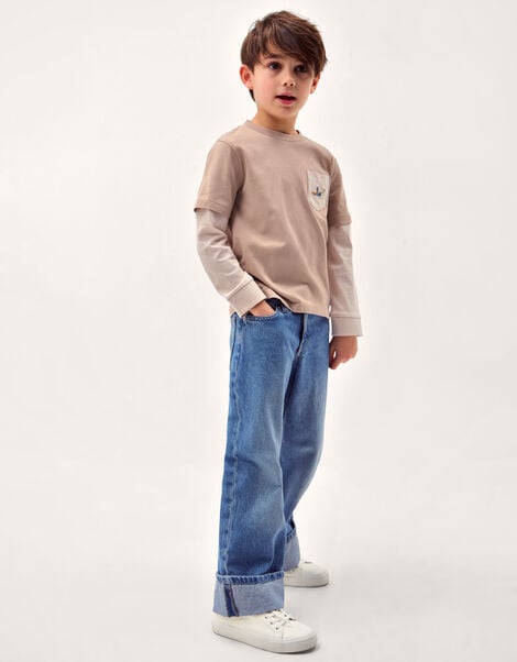 Explore Graphic Long Sleeve T-Shirt, Camel (BEIGE), large