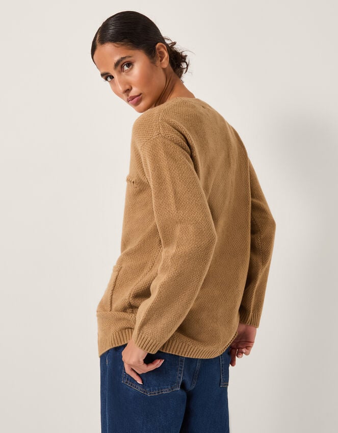 Bella Braid Pocket Cardigan, Camel (CAMEL), large