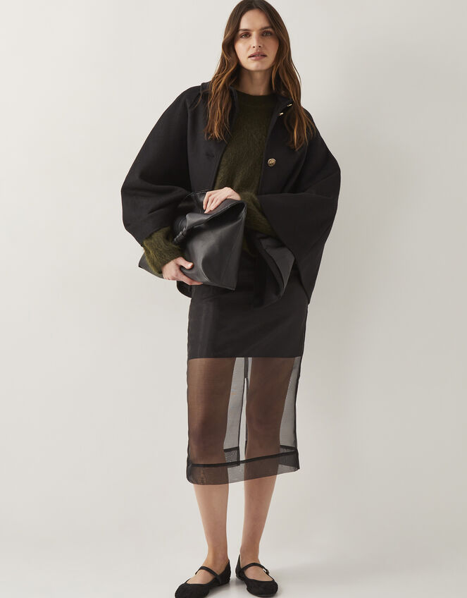 Shiloh Sheer Midi Skirt, Black (BLACK), large