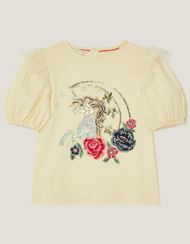 Unicorn Embellished T-Shirt, Ivory (IVORY), large