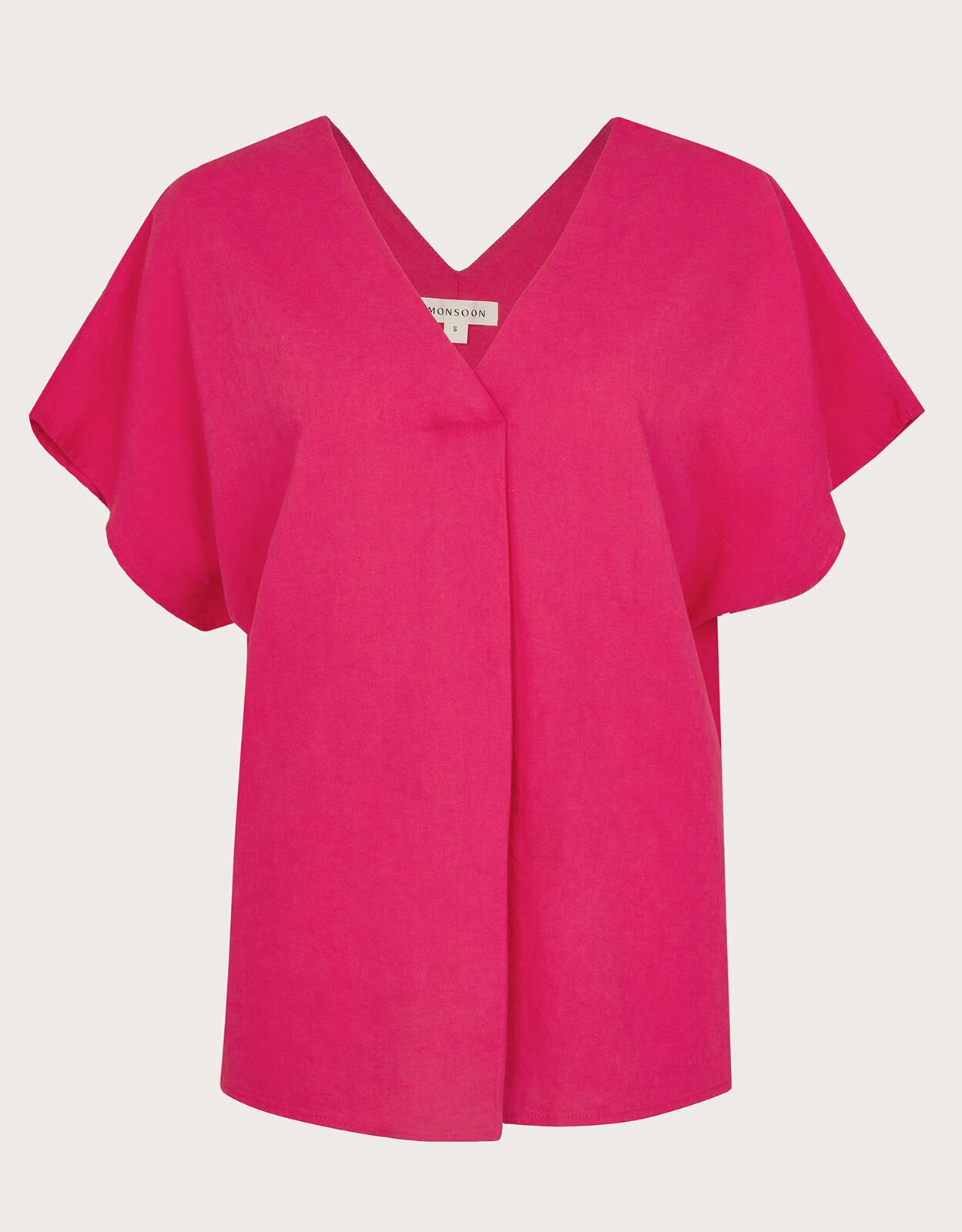 Viola V Neck Pintuck T Shirt Pink Tops T shirts Monsoon Global