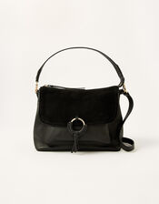 Ring Detail Leather Shoulder Bag, , large