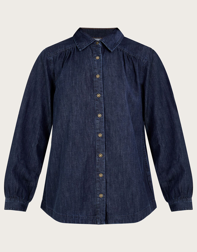 Denim Shirt in Sustainable Cotton, Blue (INDIGO), large