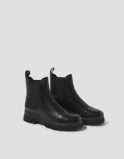 Carrie Chunky Leather Chelsea Boots, Black (BLACK), large
