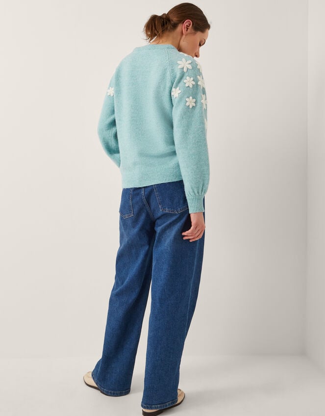 Eva Embroidered Sleeve Jumper, Blue (BLUE), large
