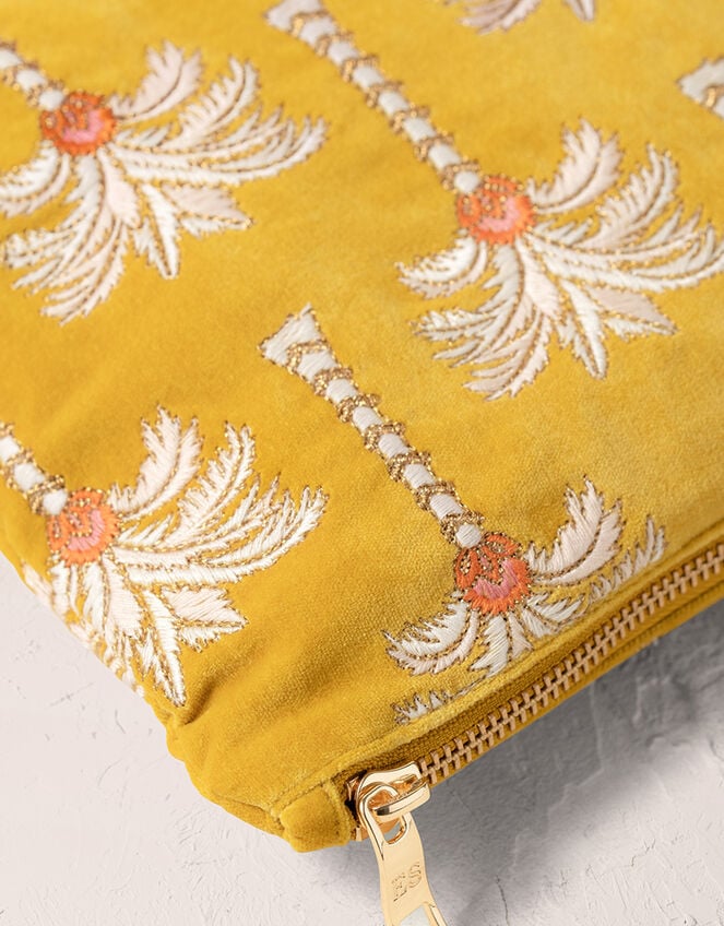 Elizabeth Scarlett Sunrise Palm Velvet Pouch, , large