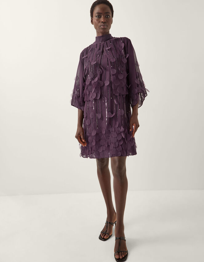 Cassidy Sleeveless Appliqué Mini Dress, Purple (PURPLE), large