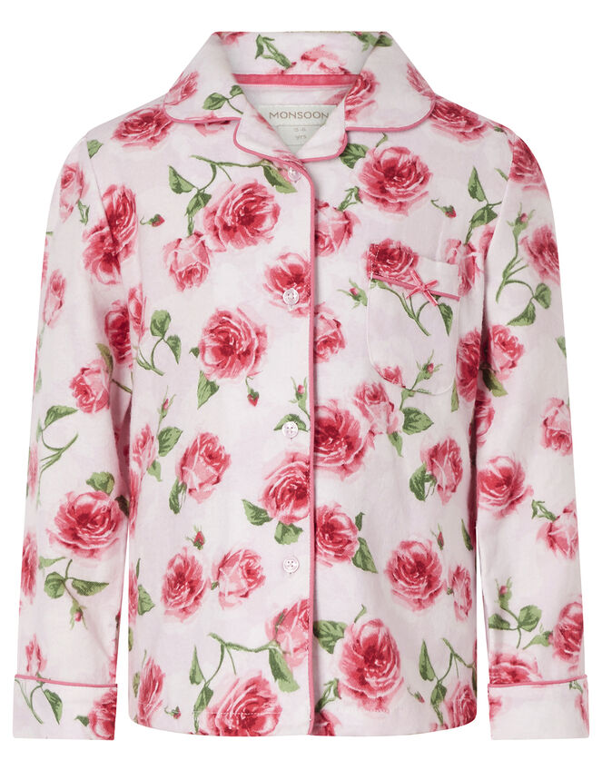 Rose Flannel PJ Set in Organic Cotton, Pink (PINK), large