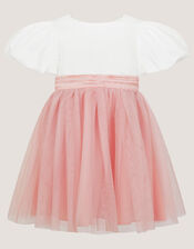 Baby Puff Sleeve Sateen Tulle Party Dress, Pink (PINK), large