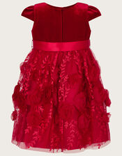 Baby Velvet 3D Roses Dress, Red (RED), large