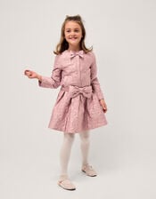 Bow Quilted Satin Skirt, Pink (PALE PINK), large