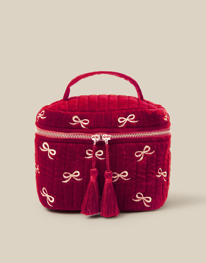 Bow Quilted Velvet Vanity Case, , large