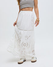 Raffya Georgina Cotton Maxi Skirt, Cream (CREAM), large