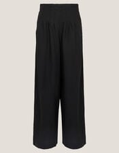 Margo Linen Blend Wide Leg Trousers, Black (BLACK), large