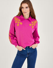 Cornelli Blouson Sleeve Jumper, Pink (PINK), large