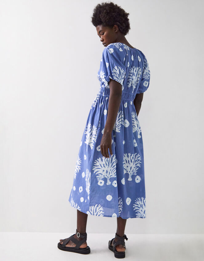 East Lottie Batik Print Midi Dress, Blue (BLUE), large