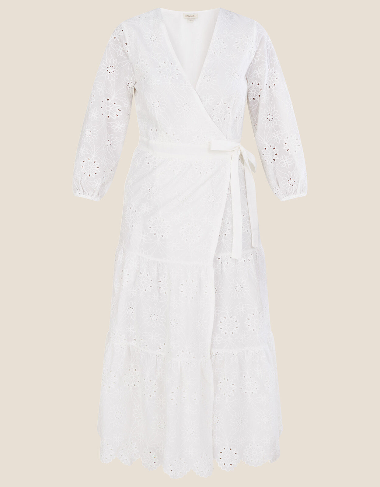 Bryony Broderie Midi Dress in Sustainable Cotton Ivory