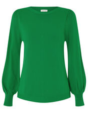 Button-Back Jumper with LENZING™ ECOVERO™, Green (GREEN), large