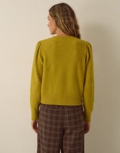 Blair Brooch Knit Cardigan, Green (CHARTREUSE), large