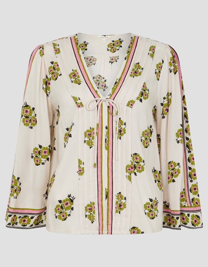Louisa V-Neck Floral Print Blouse, Ivory (IVORY), large