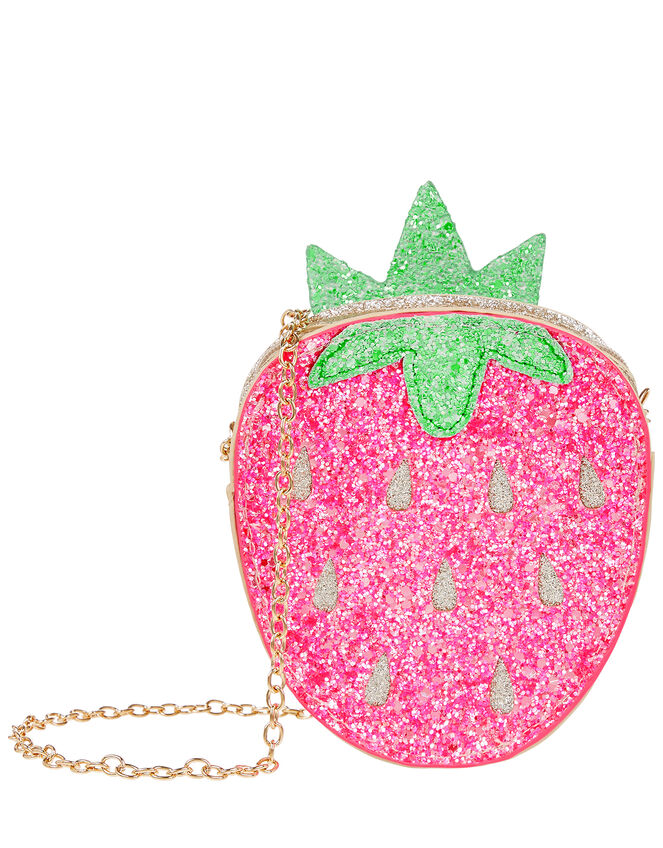 Pineapple and Strawberry Reversible Glitter Bag, , large