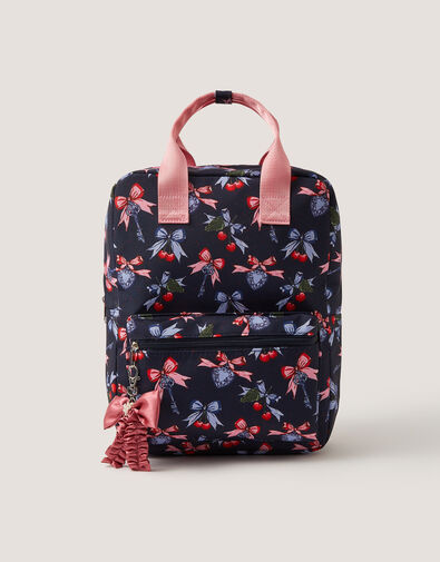 Cherry Bow Print Backpack, , large