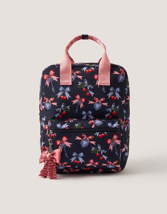 Cherry Bow Print Backpack, , large