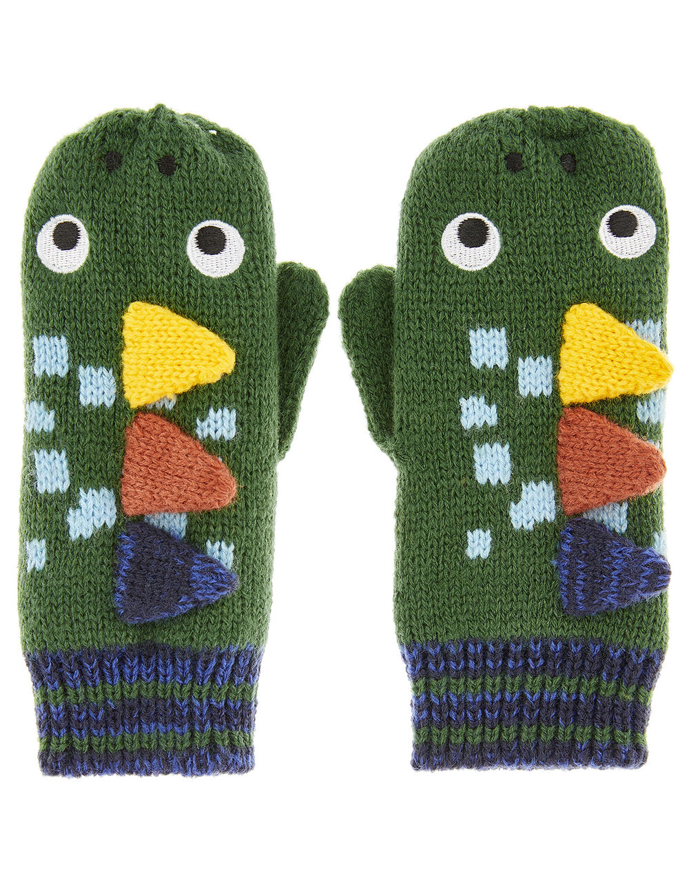 Dinosaur Roar Knit Mittens Green Gloves, Hats & Scarves Monsoon Global.