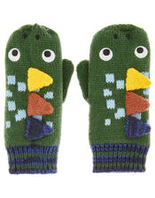 Dinosaur Roar Knit Mittens, Green (GREEN), large