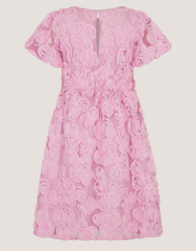 Short Sleeve Textured Floral Dress, Pink (PINK), large