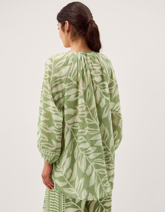 Lillie Leaf Print Blouse, Green (GREEN), large