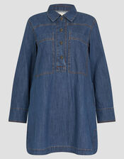 Nara Denim Tunic Shirt Dress, Blue (MID AUTHENTIC BLUE), large
