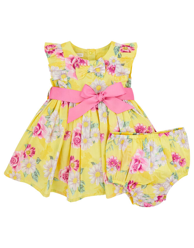 Newborn Baby Floral Dress Set, Yellow (YELLOW), large