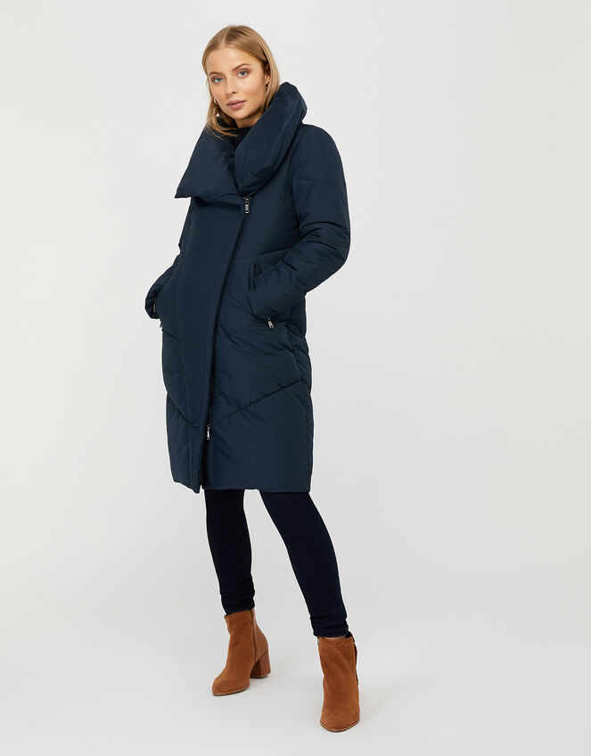 Dhalia Long Duvet Coat, Blue (NAVY), large