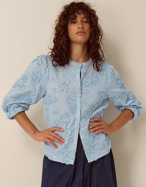 Blair Floral Appliqu&eacute; Blouse, Blue (BLUE), large