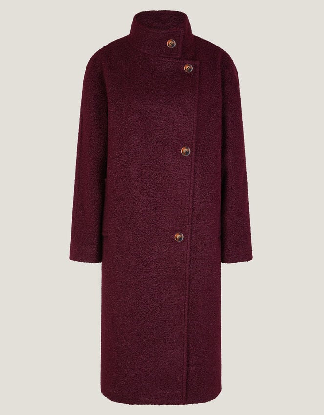 Freya Bouclé Coat, Red (BURGUNDY), large