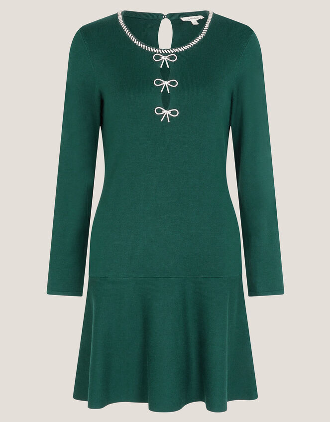 Brit Sparkle Bow Knit Dress, Teal (TEAL), large