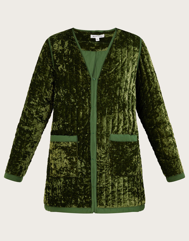 Velvet Quilted Jacket, Green (GREEN), large