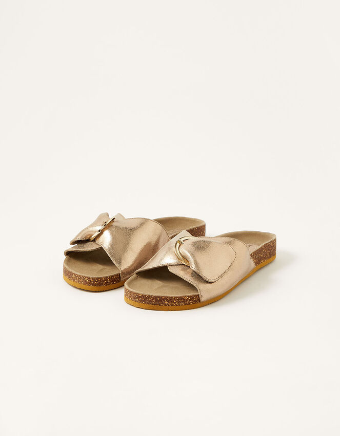 Mimi Metallic Leather Sandals, Gold (GOLD), large