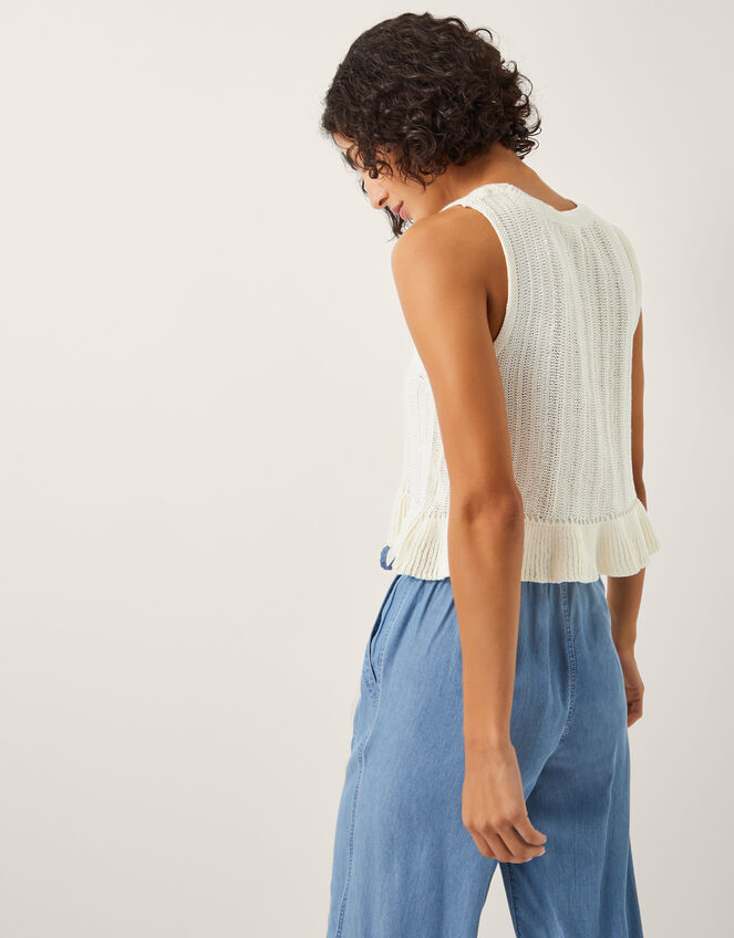 Ruby Ruffle Knit Tank Top, Ivory (IVORY), large