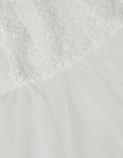 Baby Flutter Sleeve Floral Embroidered Tulle Dress, Ivory (IVORY), large