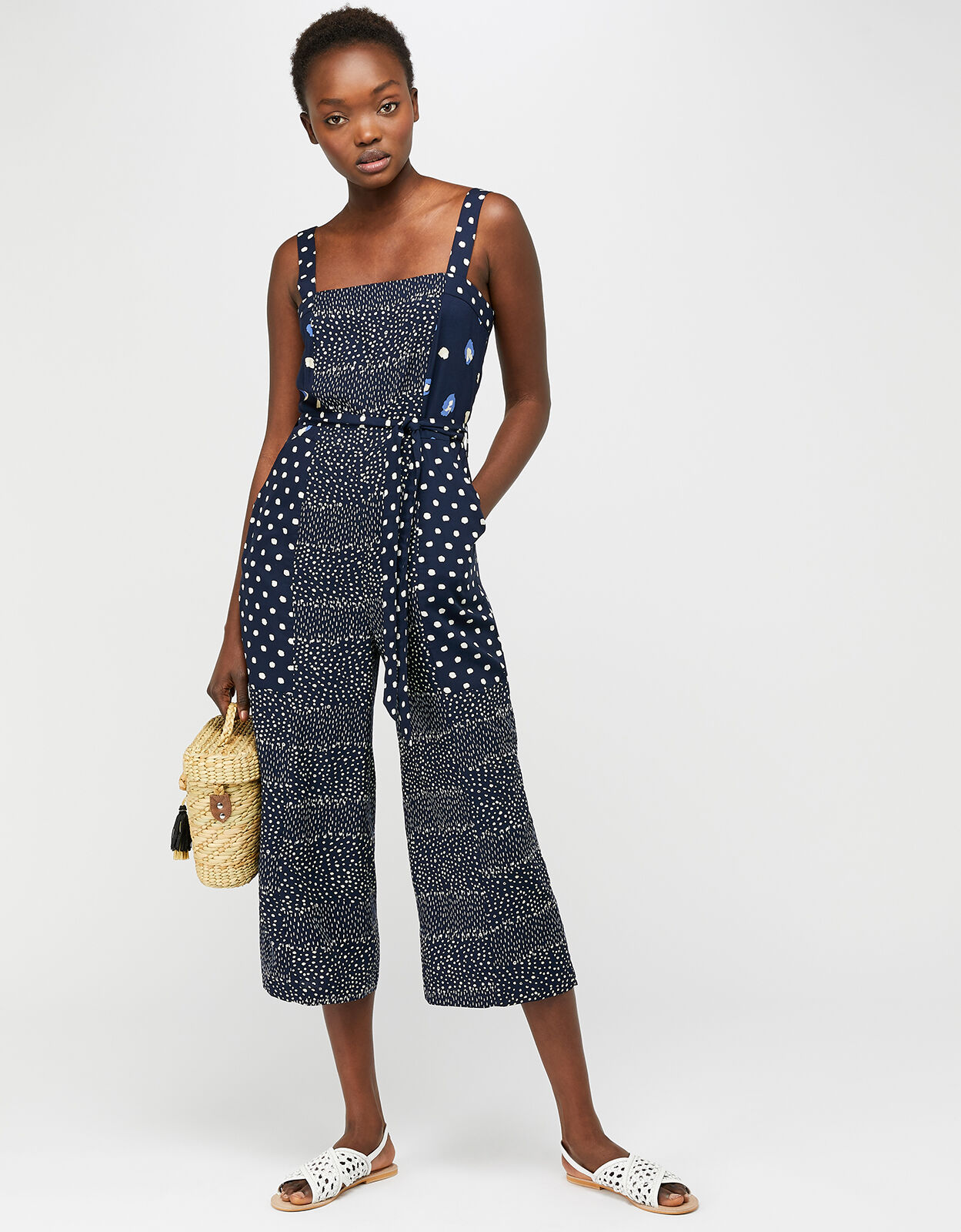 Edie Print Crop Jumpsuit Blue Jumpsuits Monsoon ROI