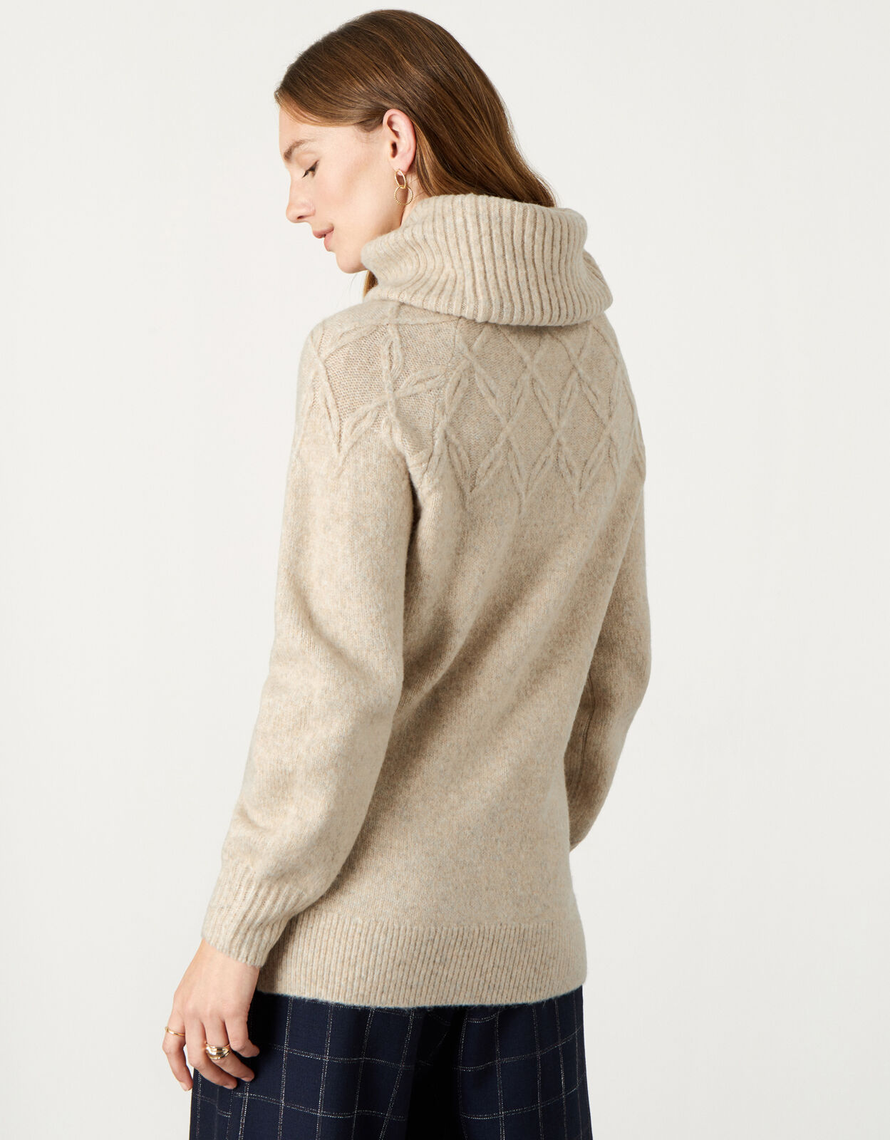 camel cowl neck sweater