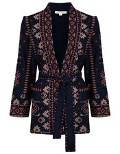 Navy Embroidered Jacket with LENZING™ ECOVERO™, Blue (NAVY), large