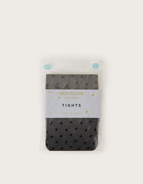 Semi Sheer Polka Dot Tights, Black (BLACK), large